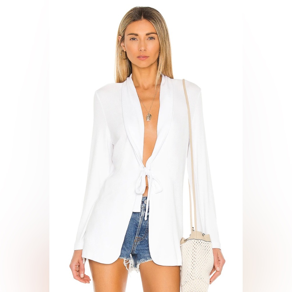 LNA fleur white tie front cardigan jacket